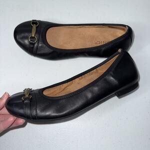 Vionic Women’s Delanie Ballerina Skimmer Flat Black Leather Size 9